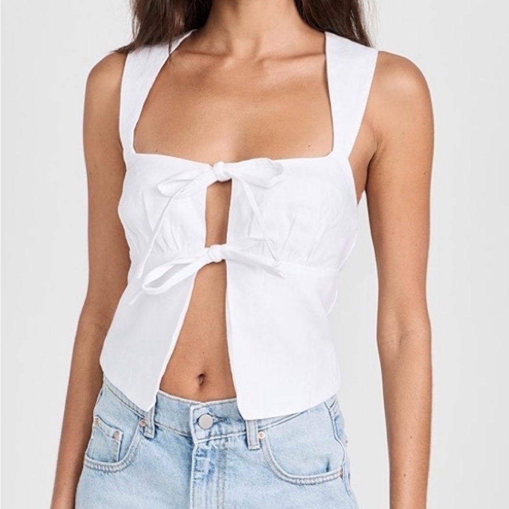 NWT Reformation Azalea White Linen Tie-Front Crop Top